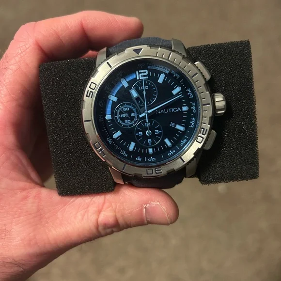 Nautica Silver and Blue Chronograph Watch - Picture 2 of 5
